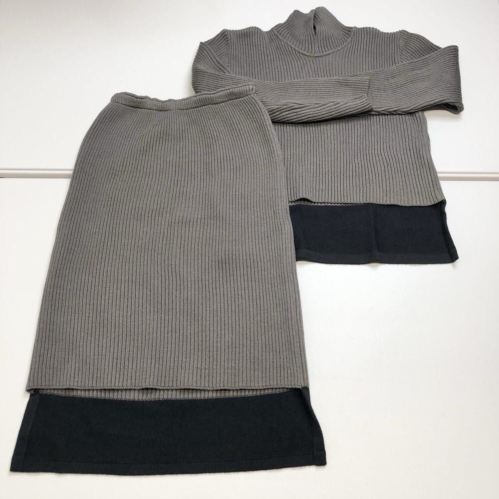 Joseph Tricot Women’s 2pc Set Wool Brown Ribbed Skirt Size Medium Italy Vintage